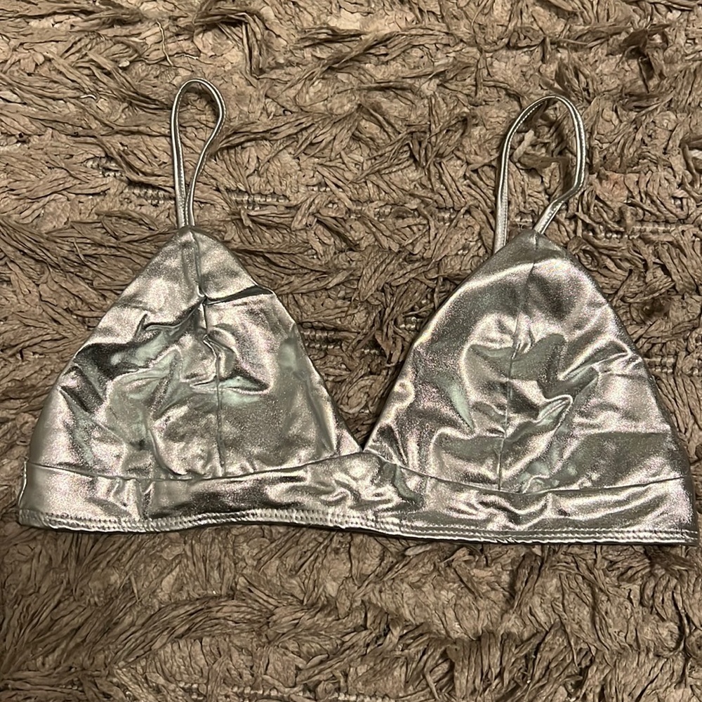 Silver metallic bra!